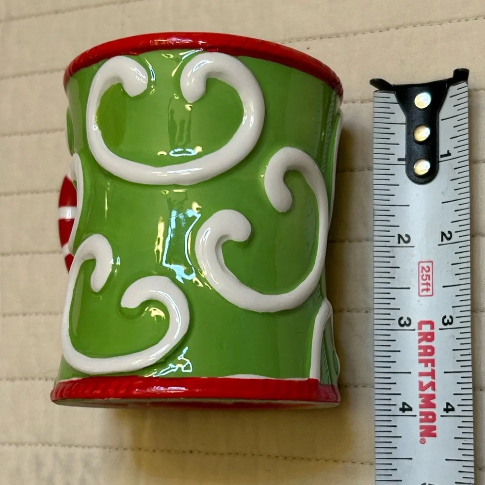 California Pantry Candy Cane Christmas Coffee Mug Green and Red Ceramic Holiday